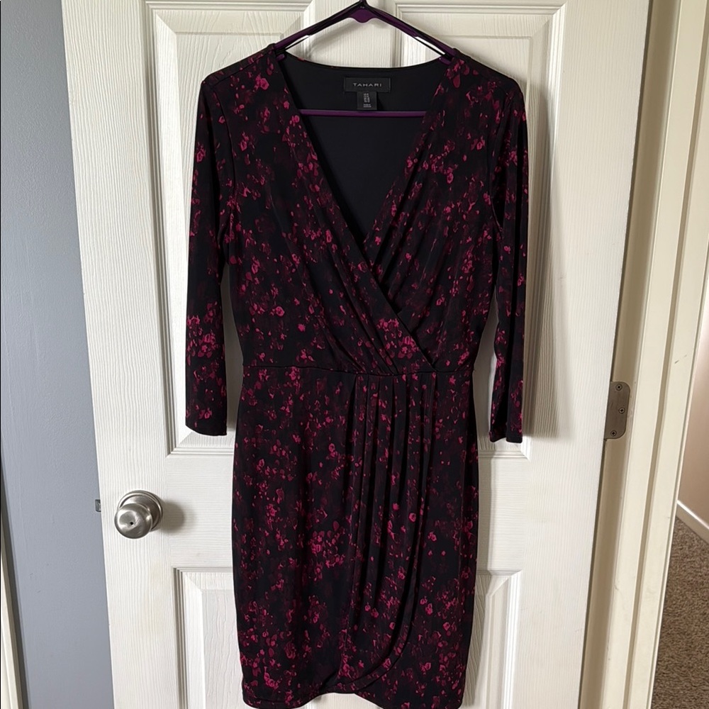 Tahari Women's Black and Pink Floral Dress